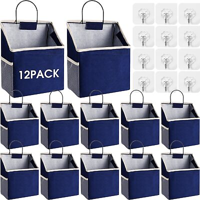 #ad 12 Pcs Wall Hanging Storage Bag Wall Hanging Organizer Bag with Hooks Closet ... $51.88