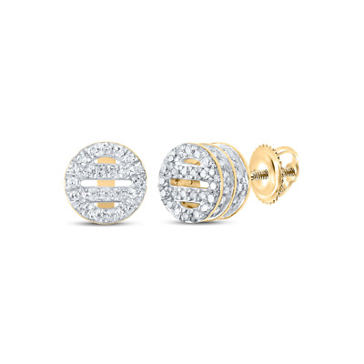 #ad 10K Yellow Gold Womens Round Diamond Circle Earrings 1 3 Cttw $404.78
