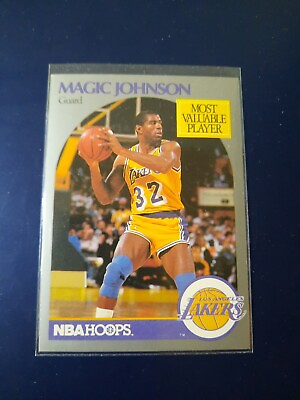 #ad 1990 91 Hoops Magic Johnson MVP #157 Vintage Basketball Card $7.99