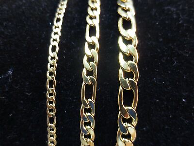 #ad 7 42quot; 3 5 7mm GOLD PLATED STAINLESS STEEL FIGARO ROPE CHAIN NECKLACE GOLD $5.44