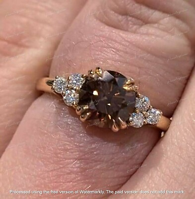 #ad 1.50Ct Lab Created Chocolate Diamond Engagement Wedding Ring 14k Yellow Gold FN $77.40