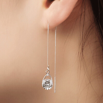 #ad Elegant Drop Earring Women 925 Silver FilledGold Cubic Zircon Jewelry A Pair $2.69