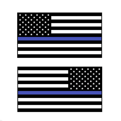 #ad Set of 2 United States Thin Blue Line Flag Decals Standard and Mirrored $50.00
