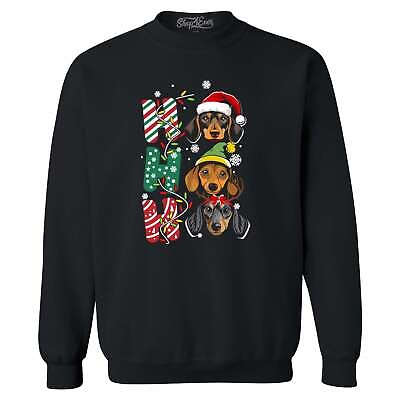 #ad Ho Ho Ho Christmas Daschund Weiner Dogs Crewnecks Christmas Sweatshirts $35.49
