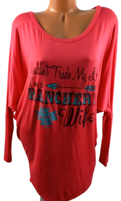 #ad *Love in pink wouldn#x27;t trade my life im a ranchers wife dolman sleeve top 3XL $13.99