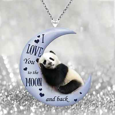 #ad To My Girl Daughter Moon And Panda Pattern Fashion Acrylic Pendant Necklace Gift $12.98