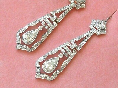#ad Simulated Diamond Drop Dangle Vintage Antique Earring In 14K White Gold Plated $117.99