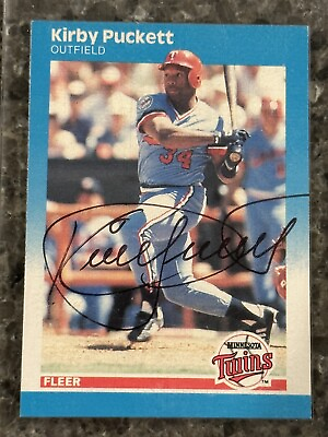 #ad Kirby Puckett Autographed 1987 Fleer Baseball Card W JSA LOA $299.00