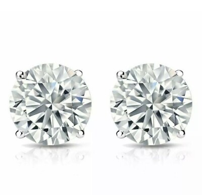 #ad 2Ct Round Cut Lab Created Diamond Screw Back Stud Earrings 14K White Gold Plated $41.99