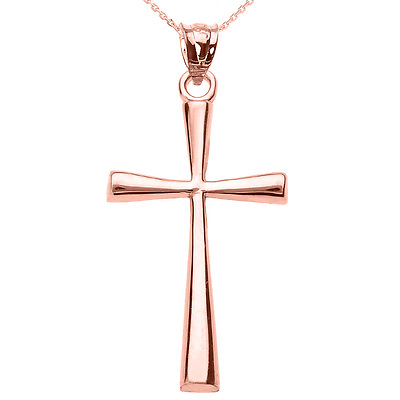 #ad Solid Rose Gold Cross Pendant Necklace $229.98