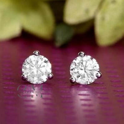 #ad Solid 14K White Gold Certified Moissanite Stud Earrings Round Cut 2 Ct For Women $213.28