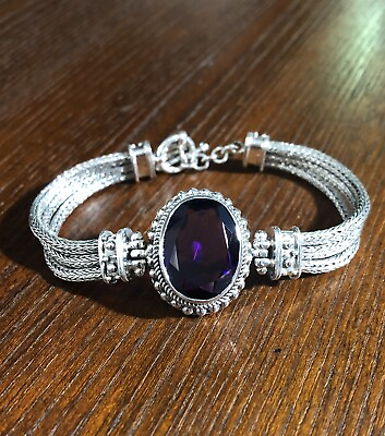 #ad Silver And Amethyst Bracelet $300.00