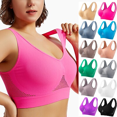 #ad Sports Bras for Women Bra Workout Crop Tops Yoga Athletic Bra Push Up Plus Size $8.45