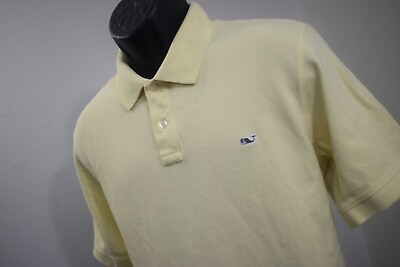 #ad Vineyard Vines Whale Golf Polo Yellow Classic Fit Short Sleeve Mens Size Large $23.89