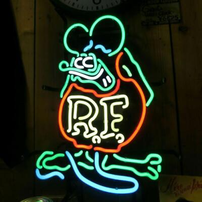 #ad Rat Fink RF Hot Rod 32quot;x24quot; Neon Light Sign Lamp Display GIft Glass Wall Decor $349.99