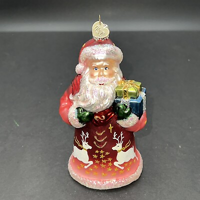 #ad Old World Christmas Santa with Moon and Stars Red Robe Glass Ornament 5quot; $19.99