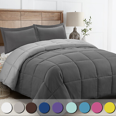 #ad Down Alternative Comforter Set 3 PCS with Shams All Season Reversible Comforter $40.99
