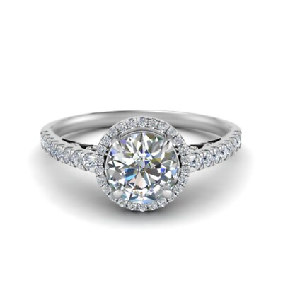 #ad 18k White Gold Band Certified Real Diamond Ring GIA IGI Round 0.85 Ct Size 5 6 7 $1700.40