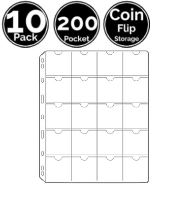 #ad 10 Page 120 Pocket 2quot; x 2quot; 52mm Sheets 9 Hole Fit For Coin Flip Holder $12.95