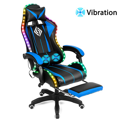 #ad Gaming Chair Massage with Speakers bluetooth Ergonomic Office Chair w LED HOT $199.99