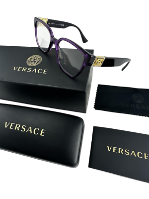 #ad Versace NEW Transparent Plum $409 Frames Jeweled 52 17 145 Eyeglasses VE3329B $89.25