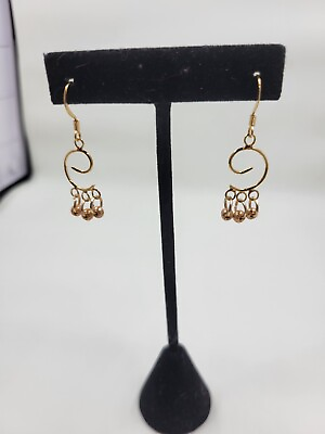 #ad Ladies Gold Beaded Dangle Earrings $2.00
