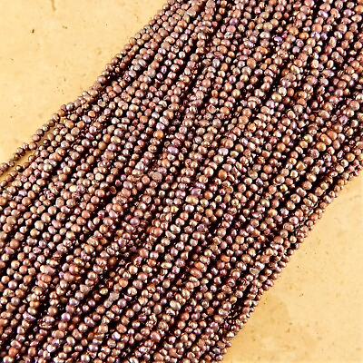 #ad 3 strands 2mm Purple Genuine Freshwater Potato Seed Pearl 360 Beads $11.99