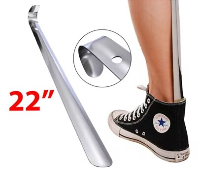 #ad 22in Extra Long Handle Shoe Horn Stainless Steel Metal Shoes Remover Shoehorn US $7.99