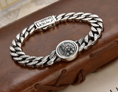 #ad A25 Armband Flachpanzerkette Zakiram Gott des Reichtums Tibet 18 cm Silber 925 EUR 225.23