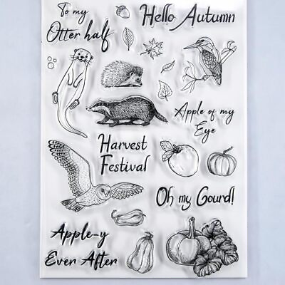#ad Hello Autumn Bird Pumpkin Squirrel Clear Stamps for Card Making Decoration an... $14.21
