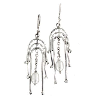 #ad 925 Sterling Silver Freshwater Pearl Chandelier Sterling Drop Earrings 1 3 16quot; $14.95