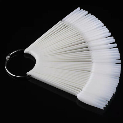 #ad 50pcs Tips Nail Sample Stick With Metal Ring Fan Shaped Practice Polish Display $8.27