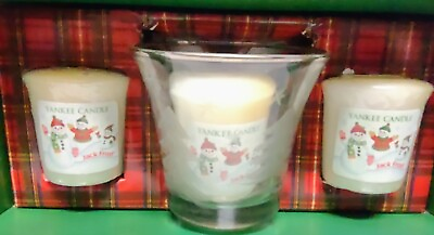 #ad Yankee Candle Jack Frost Votive Candle Set 3 1.75 oz. Candles amp; Glass Holder $16.98