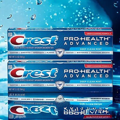 #ad NEW Crest Lot of 2 Pro Health Advance Fluoride Toothpaste Deep Clean Mint 5.1oz $11.99
