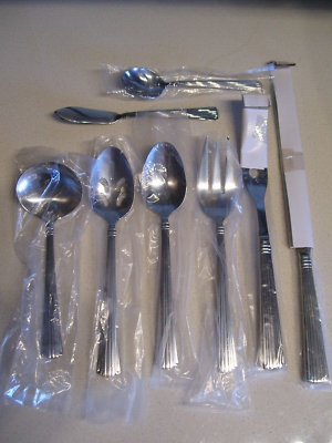 #ad Reed amp; Barton Stainless FLUTED ELEGANCE 8 Piece Serving Set New $59.99