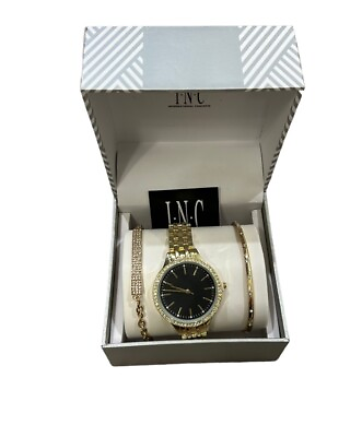#ad #ad INC GOLD WATCH BRACELET SET 36 MM Box Set Gifts Womens Watch Bracelet Set New $26.96