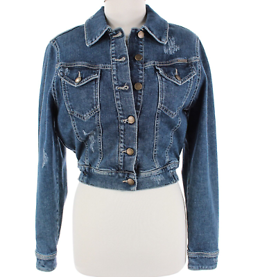 #ad Retrofete NWT Cotton Blend Destiny Denim Jacket Size Small in Davis Blue $247.49