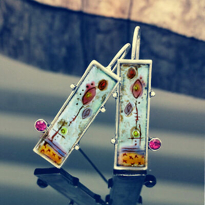 #ad Silver Plated Ruby Earrings Hook Women Dangle Drop Jewelry Lab Created $4.14