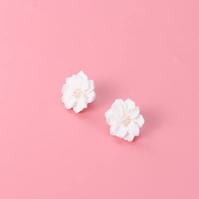 #ad White Miss Crystal Flower Ear Stud Pearl Statement Earrings $9.95