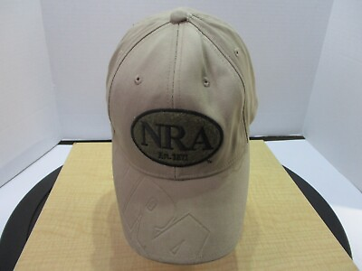 #ad NRA Hat Cap Mens Brown National Patch Embroidered Hook Loop Official Tan $24.99