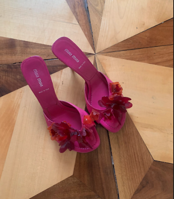#ad MIU MIU pink floral mules heels EU 38.5 $270.00