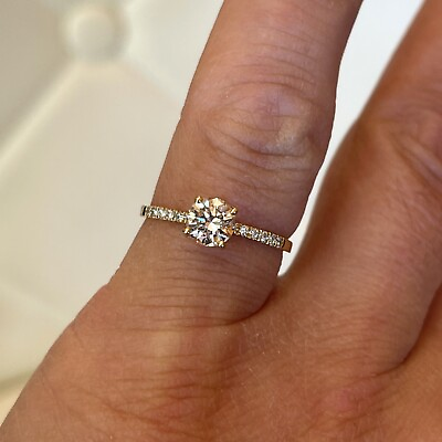 #ad 0.85 TCW Diamond Pave Wedding Anniversary Ring 14k Gold 100% Natural G VVS2 $1404.20