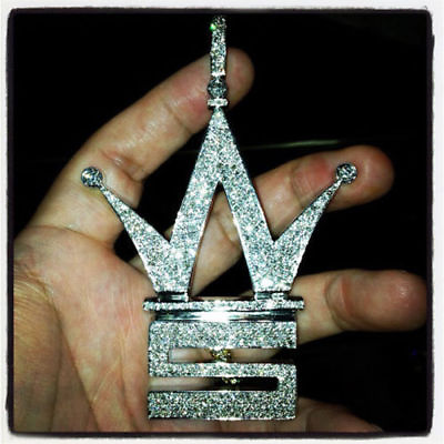 #ad 935 Argentium Silver World Star Hip Hop WS Sparkling Cubic Zirconia Pendent $599.00