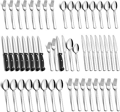 #ad 48 Pcs Silverware Set for 8 Stainless Steel Flatware Cutlery Utensil Kitchen New $33.99