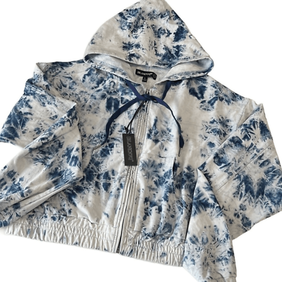 #ad Blank NYC Blue Tie Dye Long Sleeve Zip Up Hoodie Jacket Size Large NWT $39.99