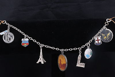 #ad CHARM BRACELET WITH A FEW STERLING CHARMS amp; OTHER CHARMS BRACELET 2132 $59.99