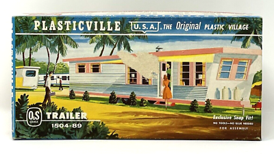 #ad Plasticville USA Trailer Park Trailer 1504 89 w Box O S Scale Vintage Trains $19.95
