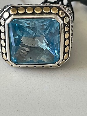 #ad JOHN HARDY RING Blue Topaz 925 SS amp; 18K Yellow Gold Dot new with tags box $675.00
