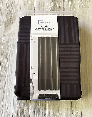 #ad Mainstays Black Basket Weave Fabric Shower Curtain 72 in x 72 in NEW $10.95