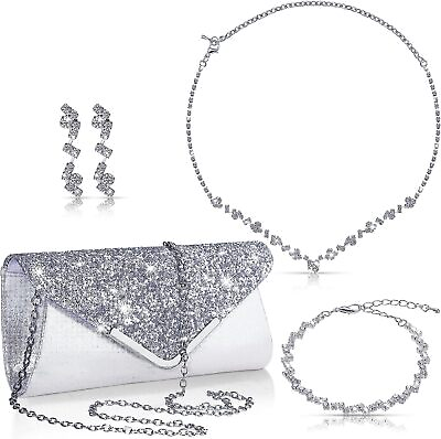 #ad 4 Pcs Women Rhinestone Jewelry Sets for Women Wedding Jewelry Set Nice Gift $69.99